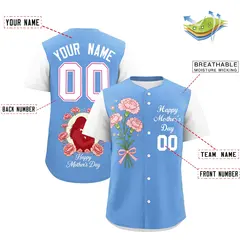 Blue White Mother's Day Baseball Jersey 2