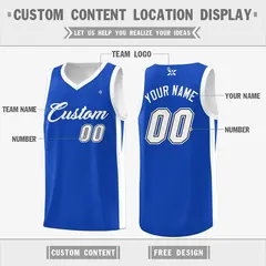 Blue White Outdoor Classic Tops Basketball Jersey 2