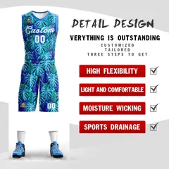 Blue White-Powder Blue Graffiti Pattern Mesh Basketball Jersey 2
