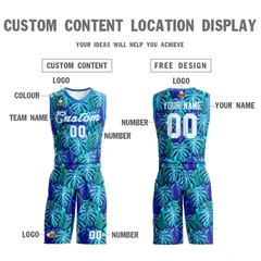 Blue White-Powder Blue Graffiti Pattern Mesh Basketball Jersey 3
