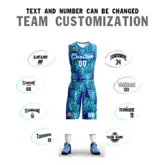 Blue White-Powder Blue Graffiti Pattern Mesh Basketball Jersey 4
