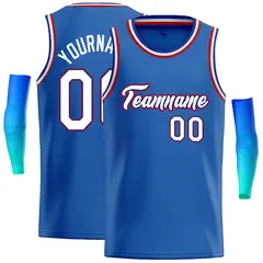 Blue White-Red Classic Casual Basketball Jersey 1