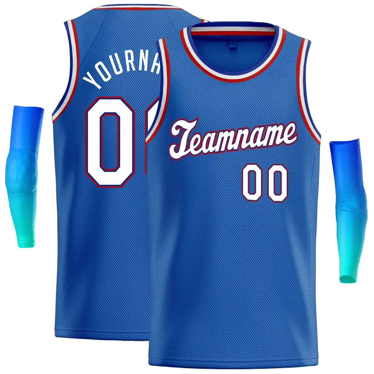 Blue White-Red Classic Casual Basketball Jersey