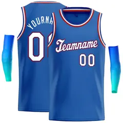 Blue White-Red Classic Casual Basketball Jersey