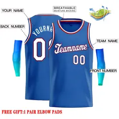 Blue White-Red Classic Casual Basketball Jersey 2