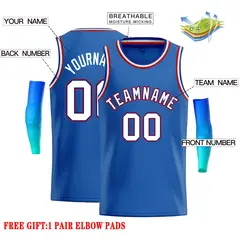 Blue White-Red Classic Casual Basketball Jersey 2