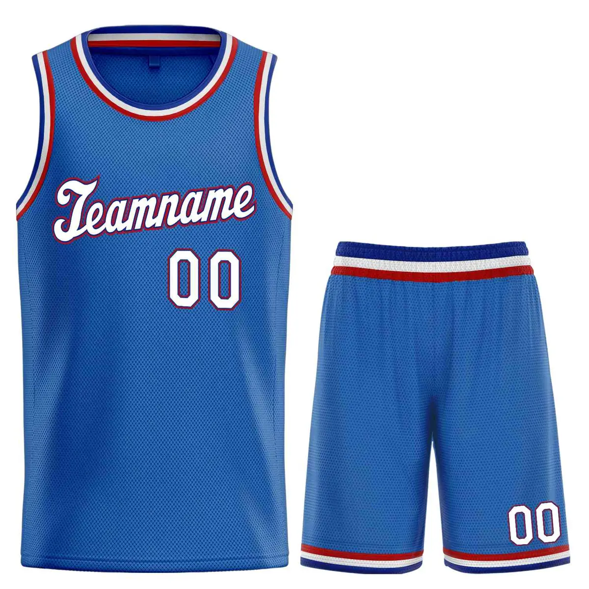 Blue White-Red Classic Sets Basketball Uniform Jersey