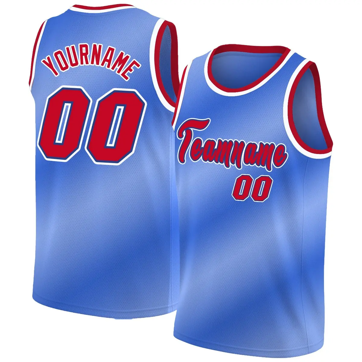 Blue White Red Gradient Fashion Basketball Jersey