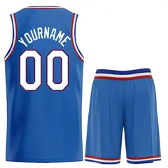Blue White-Red Heal Classic Basketball Jersey Uniform Set 2