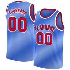 Blue White Red Navy Gradient Fashion Basketball Jersey 1