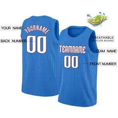 Blue White Red Stripe Fashion Sportwear Basketball Jersey 2