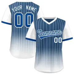 Blue White-Royal Gradient Pinstripe Baseball Jersey