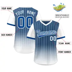 Blue White-Royal Gradient Pinstripe Baseball Jersey 2