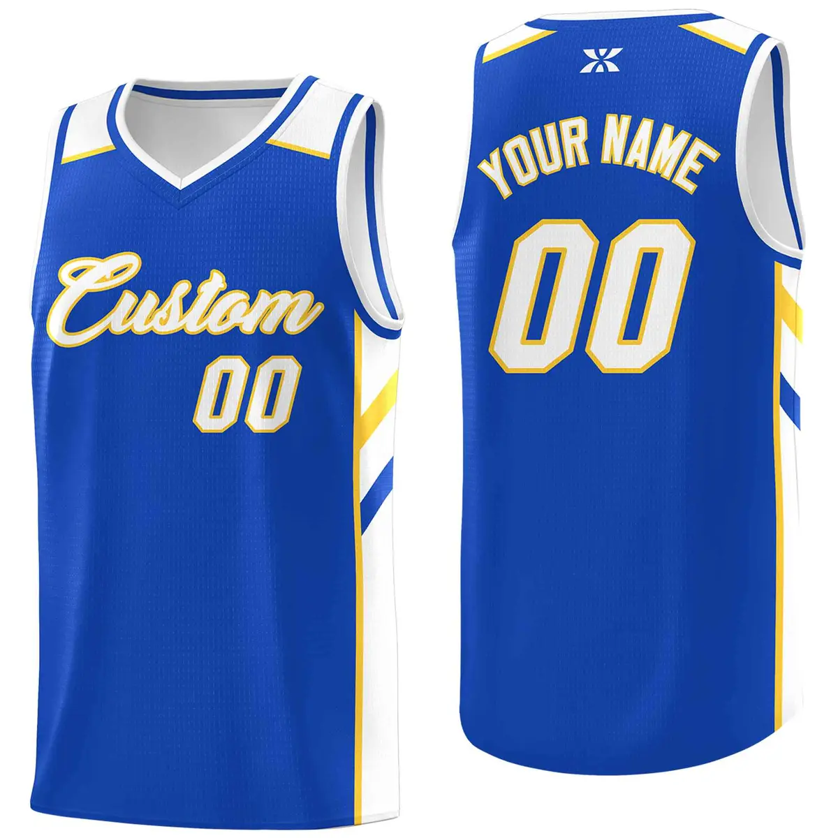 Blue White Yellow Classic Mesh Sport Basketball Jersey