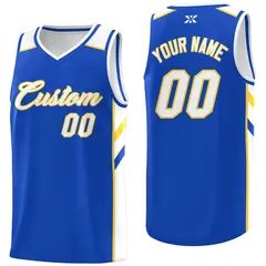 Blue White Yellow Classic Mesh Sport Basketball Jersey