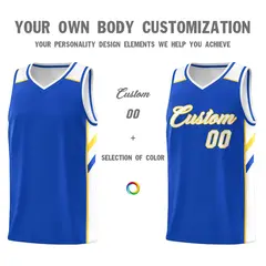 Blue White Yellow Classic Mesh Sport Basketball Jersey 3