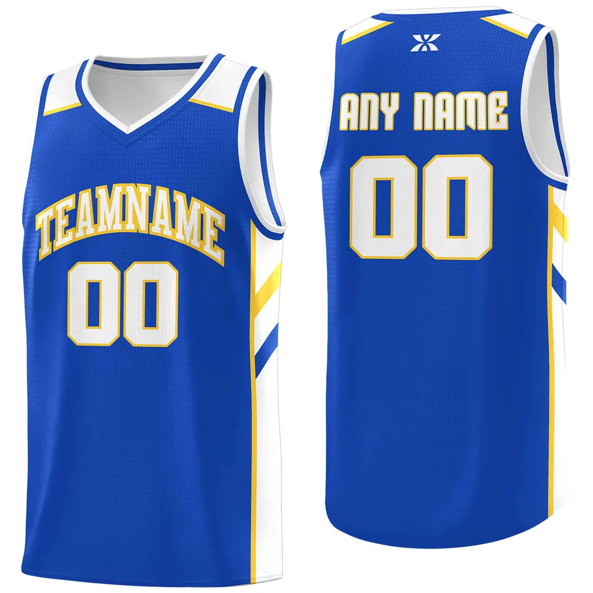 Blue White Yellow Classic Mesh Sport Basketball Jersey