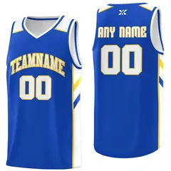 Blue White Yellow Classic Mesh Sport Basketball Jersey