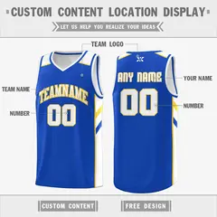 Blue White Yellow Classic Mesh Sport Basketball Jersey 2