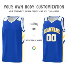 Blue White Yellow Classic Mesh Sport Basketball Jersey 3