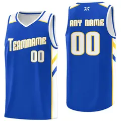 Blue White Yellow Classic Mesh Sport Basketball Jersey