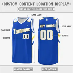Blue White Yellow Classic Mesh Sport Basketball Jersey 2