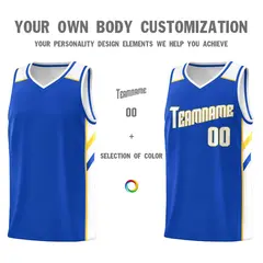 Blue White Yellow Classic Mesh Sport Basketball Jersey 3