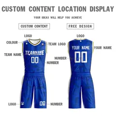 Blue White-Yellow Double Side Sets Basketball Jersey 4