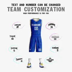 Blue White-Yellow Double Side Sets Basketball Jersey 5