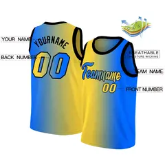 Blue Yellow Black Gradient Fashion Basketball Jersey 2