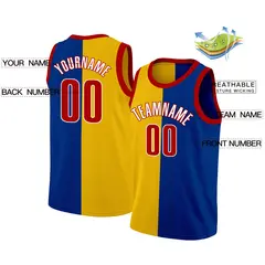 Blue Yellow-Red Split Fashion Tops Basketball Jersey 2