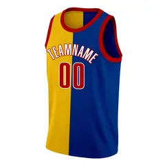 Blue Yellow-Red Split Fashion Tops Basketball Jersey 3