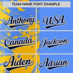 Blue Yellow Split Graffiti Raglan Sleeve Baseball Jersey 3