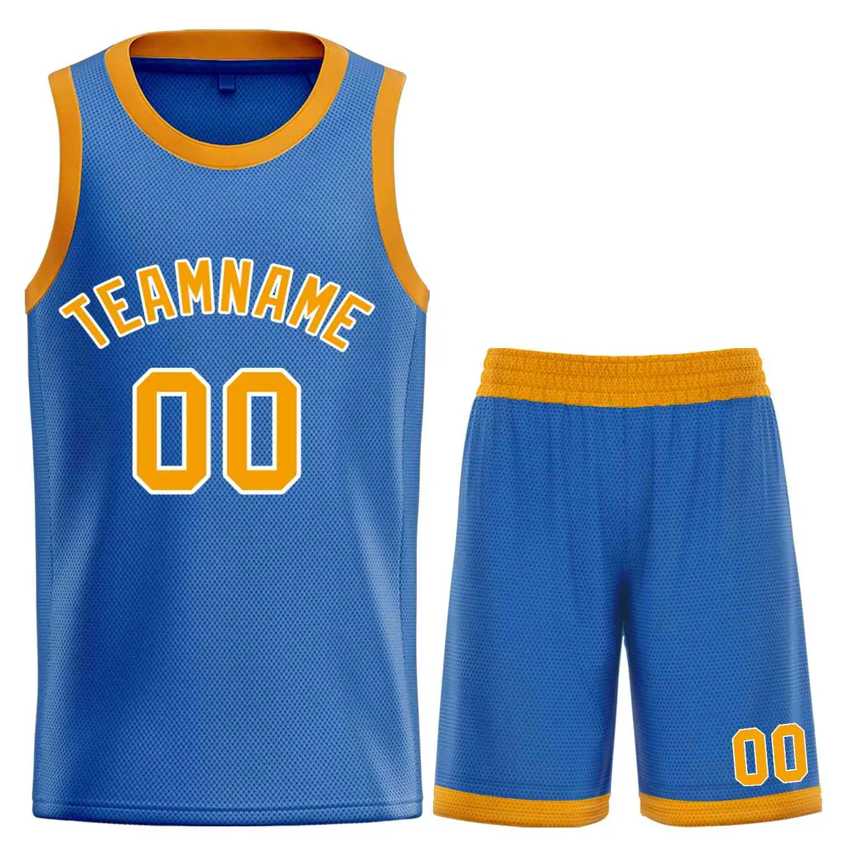 Blue Yellow-White Bull Classic Sets Curved Basketball Jersey