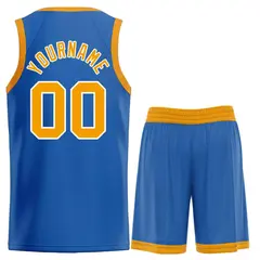 Blue Yellow-White Bull Classic Sets Curved Basketball Jersey 2