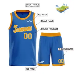 Blue Yellow-White Classic Sets Basketball Uniform Jersey 3