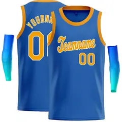 Blue Yellow-White Classic Tops Casual Basketball Jersey
