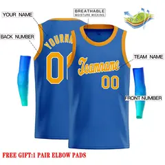 Blue Yellow-White Classic Tops Casual Basketball Jersey 2