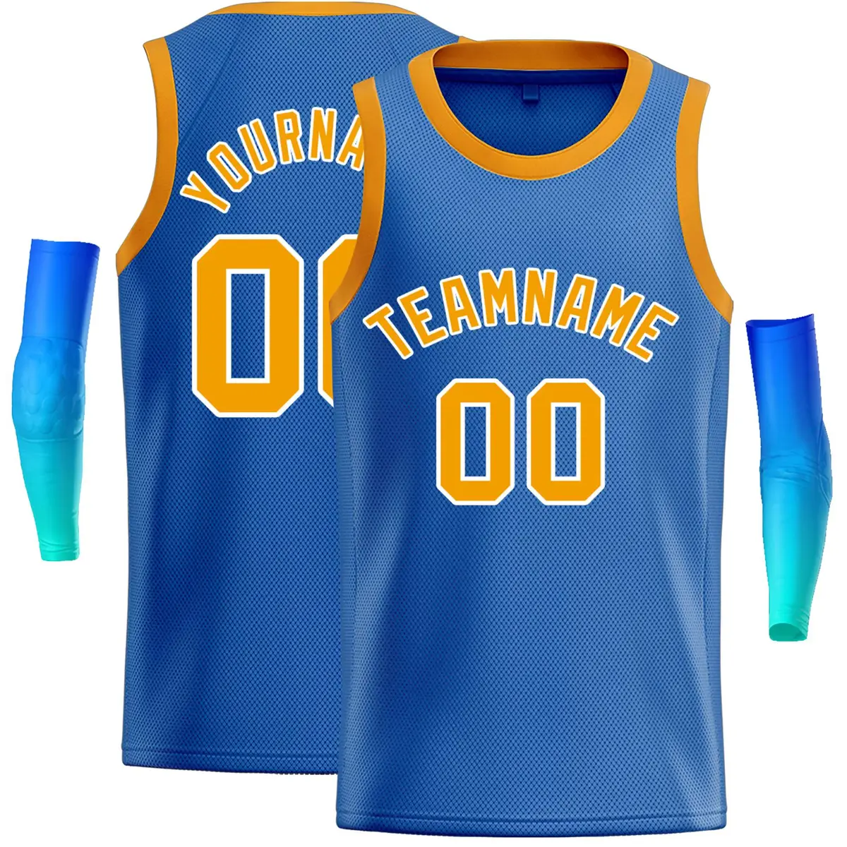 Blue Yellow-White Classic Tops Casual Basketball Jersey
