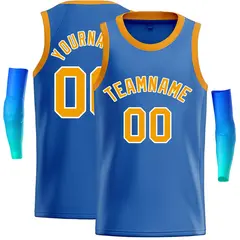 Blue Yellow-White Classic Tops Casual Basketball Jersey