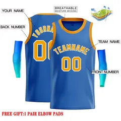Blue Yellow-White Classic Tops Casual Basketball Jersey 2