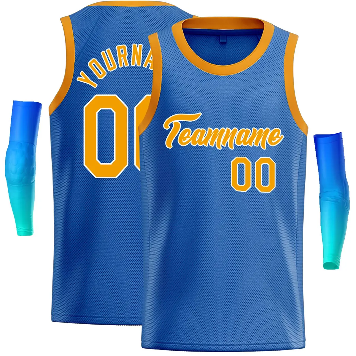 Blue Yellow-White Classic Tops Casual Basketball Jersey