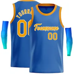 Blue Yellow-White Classic Tops Casual Basketball Jersey