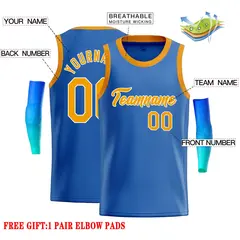 Blue Yellow-White Classic Tops Casual Basketball Jersey 2