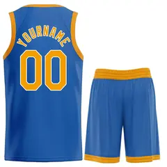 Blue Yellow-White Heal Classic Basketball Jersey Uniform Set 2