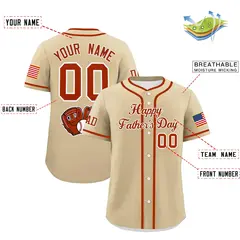 Brazilian Sand Dark Orange White Father's Day Baseball Jersey 2