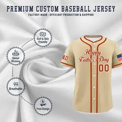 Brazilian Sand Dark Orange White Father's Day Baseball Jersey 3
