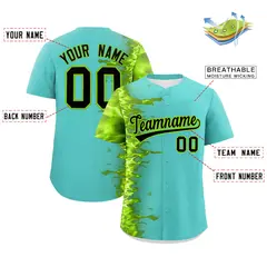 Bright Green 3D Flame Design Authentic Baseball Jersey 2