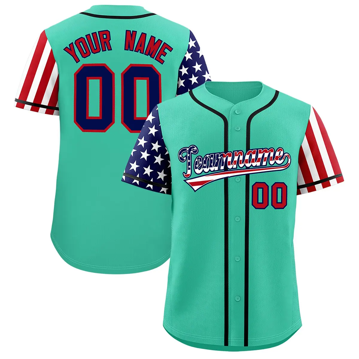 Bright Green American Flag Design Baseball Jersey