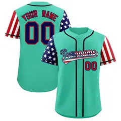Bright Green American Flag Design Baseball Jersey